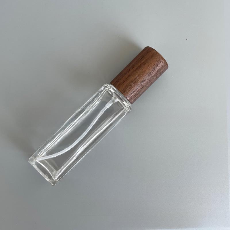 Sticlă portabilă de parfum din sticlă cu capac din lemn, opțiuni de 5 ml și 10 ml