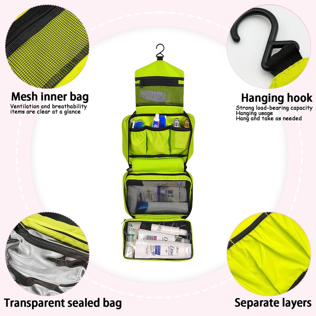 Outdoor Travel Three In One Wash Bag, Portable Dry Wet Separation Storage Bag, Multifunctional Pure Nylon Makeup Bag.zwq