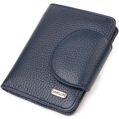 Bequeme mittelgroße Damenbrieftasche aus genarbtem Echtleder CANPELLINI 21809 Blau