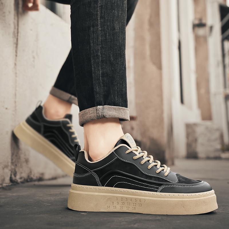 Весняні чоловічі кросівки Високоякісні Дизайнерські Зручні Платформні Туфлі Вуличні Чоловічі Повсякденні На шнурівці Нековзкі Вулканізовані Туфлі