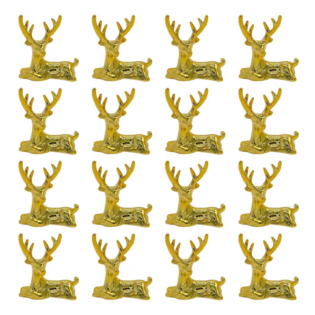 Elk Lid Top Replacement Handle Plastic Golden Reindeer Figurine Small Animal Sculpture for Glass Pot Lids Storage Box