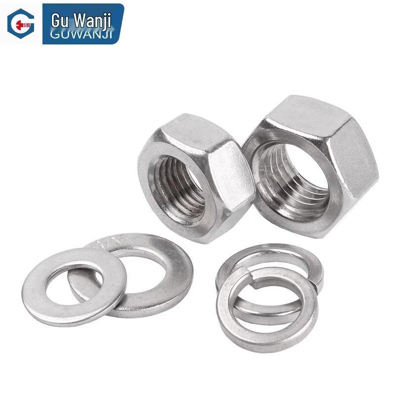 GUWANJI 304 Stainless Steel Hex Nut, Washer & Spring Washer Set