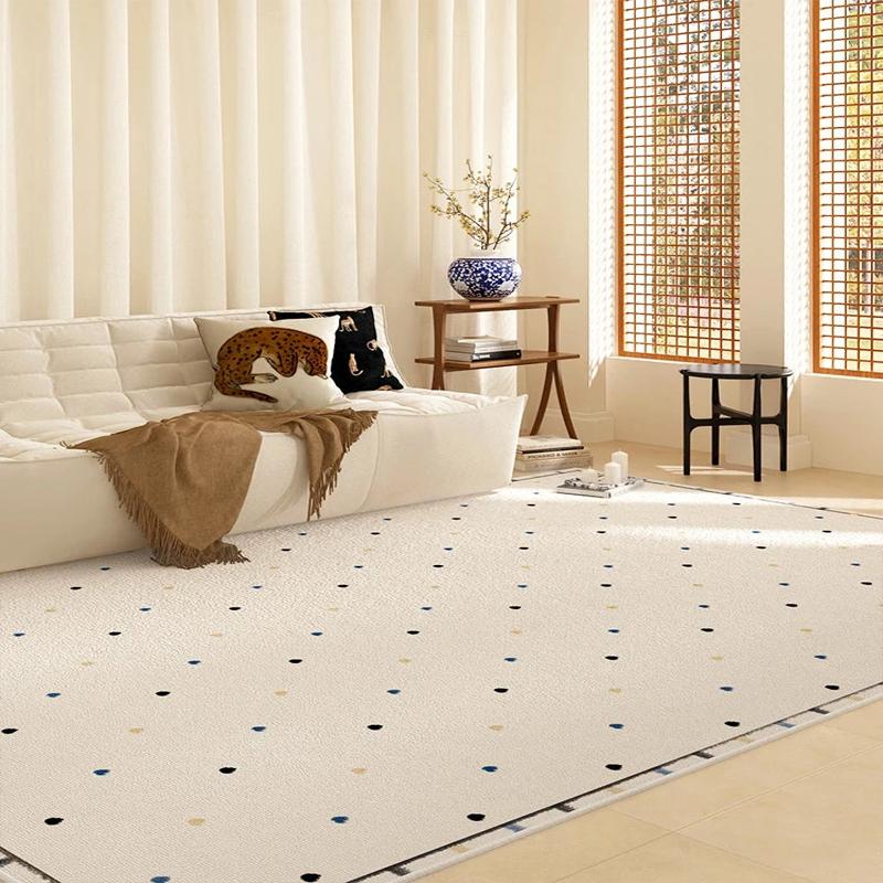 Living Room Carpet Modern Home Decor French Cream Style Floor Mat Plaid Pattern Bedroom Decor Carpets Fluffy Soft Cloakroom Rug