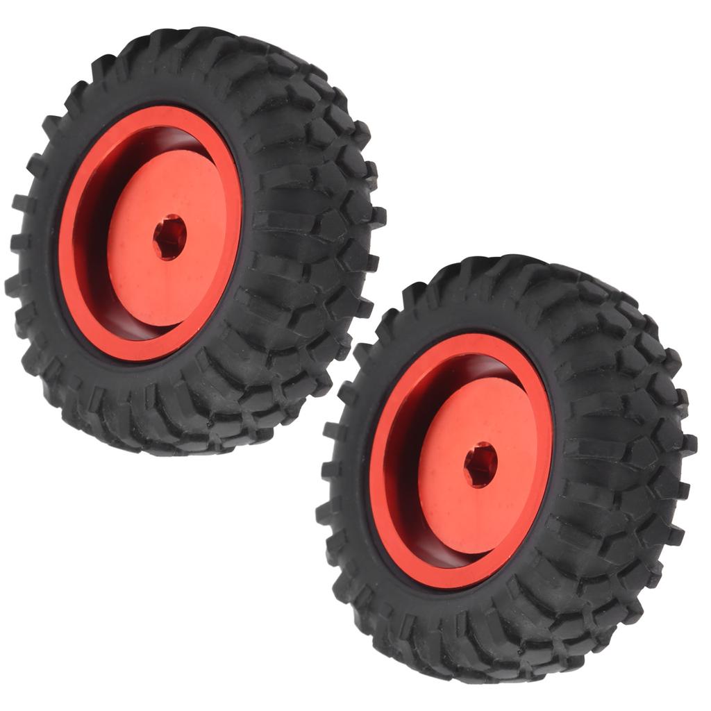 2Pcs Truck Wheel Rubber Tire 55mm Dia Aluminium Alloy Fit for WPL D12 110 RC CarRed