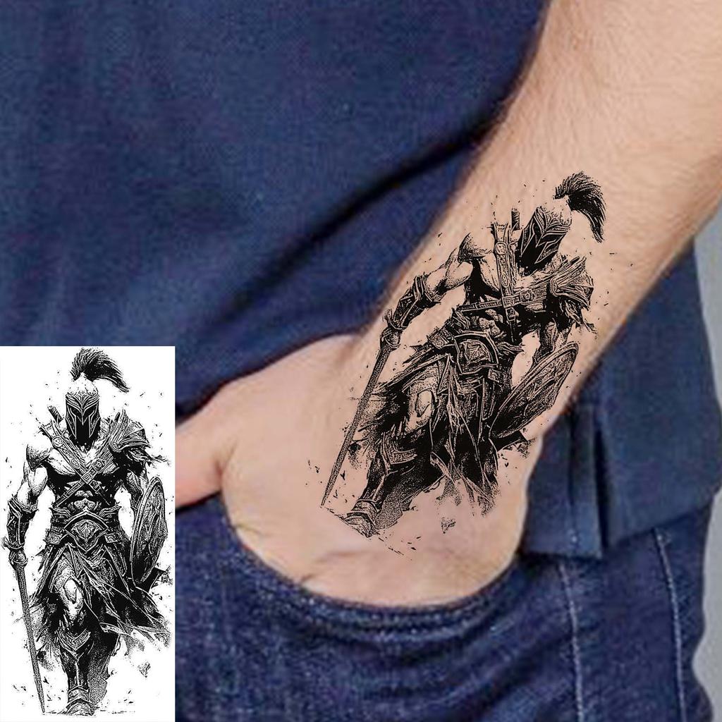1 Sheet Scary Skull Grim Reaper Temporary Tattoos For Men Women Hand Arm Forearm, Realistic Fake Tattoo Sticker Halloween Tatoos