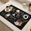 VIKAMA Vintage Coffee Machine Mat Absorbent, Non-Slip Kitchen Worktop Mat Plate and Bowl Coaster Kitchen Accessories
