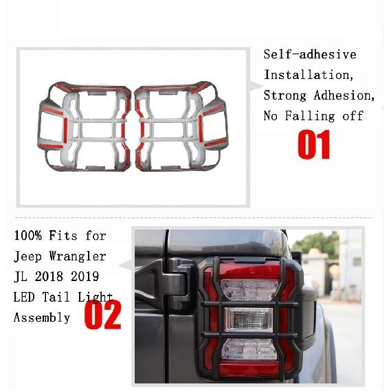 SHINEKA Lampe Hauben Für Jeep Wrangler JL Auto Schwanz Licht Dekorative Rücklicht Abdeckung Schutz Aufkleber Für Jeep Wrangler JL