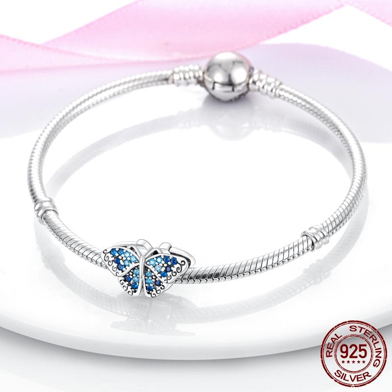copper Authentic Charm Bead Charms Blue Sea Butterfly Whale CZ Charm Bead Charms Bead Charms Compatible With Authentic Accessories Bracelets Do It You