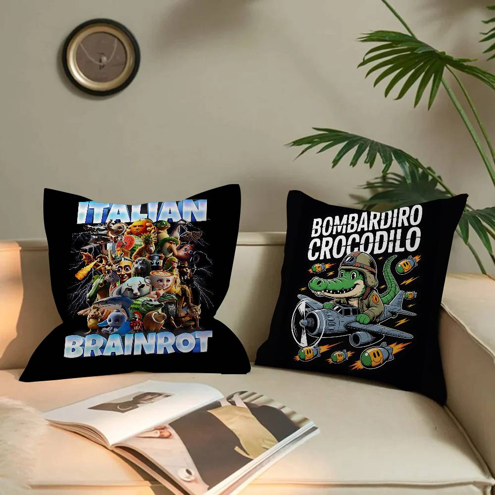 I-ITALIANS B-Brainrot Creative Animal Maple Design Cushion Cover Happy Autumn Harvest Decor Holiday Decorati Pillow Cover