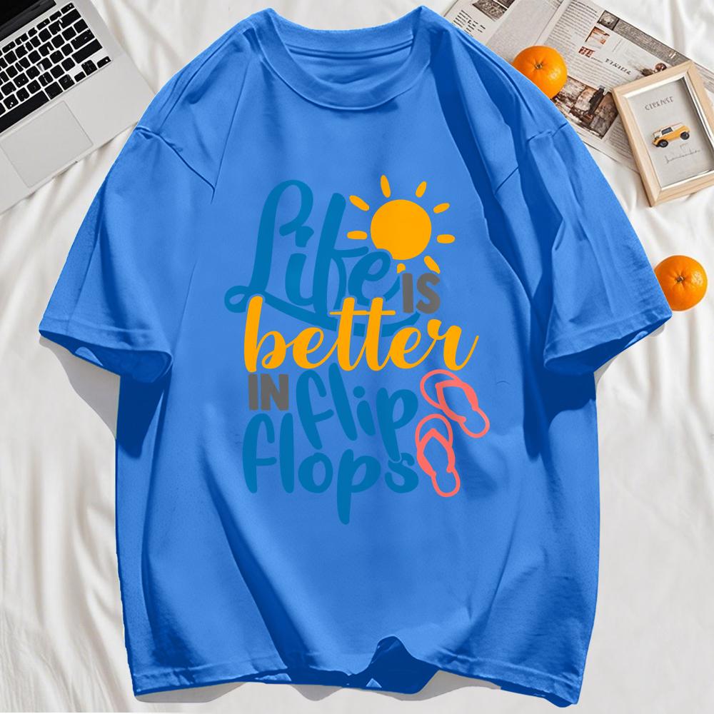 Pick Is Better In Flip Flops Printing Mens Tee Shirt Cotton T-Shirt Casual Loose Sportswear Summer Fashions Soft Clothes