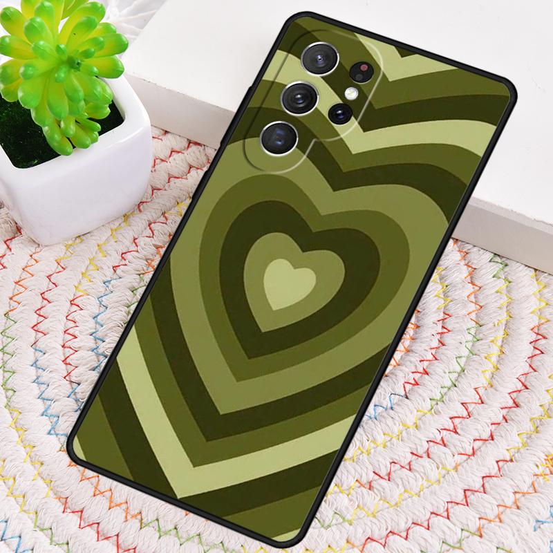 green Heart Circle Silicone Phone Case For Samsung Galaxy note 10 pro S26 S25 S24 S23 S22 S21 Plus S25Ultra Capa Cover