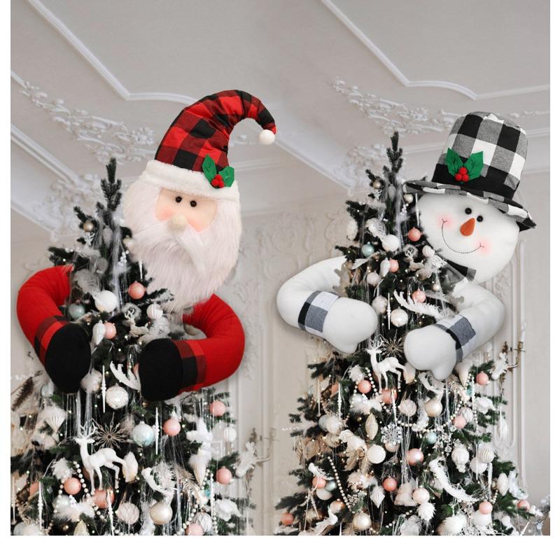 Nuove decorazioni natalizie, Babbo Natale e pupazzo di neve a cartoni animati, stella per la punta dell'albero, decorazioni per la punta dell'albero di Natale di casa