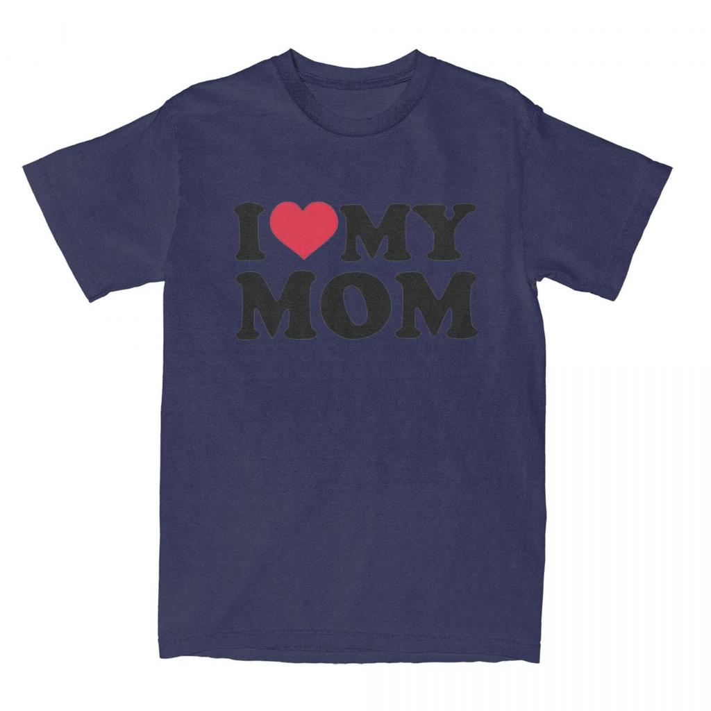 I Love My Mom T Shirt Apparel for Unisex Women Pure Cotton Vintage Gift for Mother Tee Shirt Short Sleeve Clothes Unique