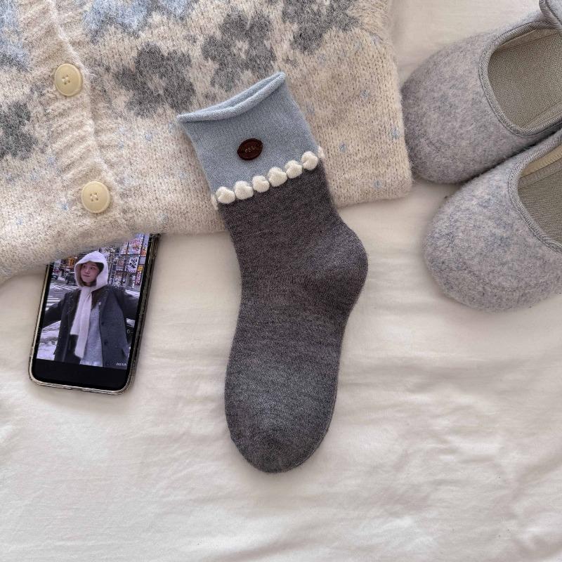 

Grey Wool Socks - Warm and Thick Socks for Autumn and Winter. Children s Fel Island Bow-knotted Mid-calf Socks, Pile Socks. 1 pair