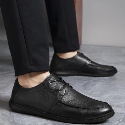 Men's Business Shoes Genuine Leather Soft Moccasins Comfortable Casual Shoes for Men Autumn Solid Black Men Sneakers