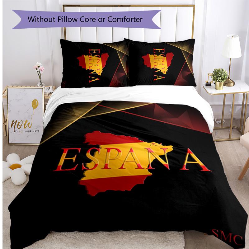Spain Football Printed Bedding 3 Piece Set Cozy Breathable Bed Cover Set As Housewarming Holiday Gift