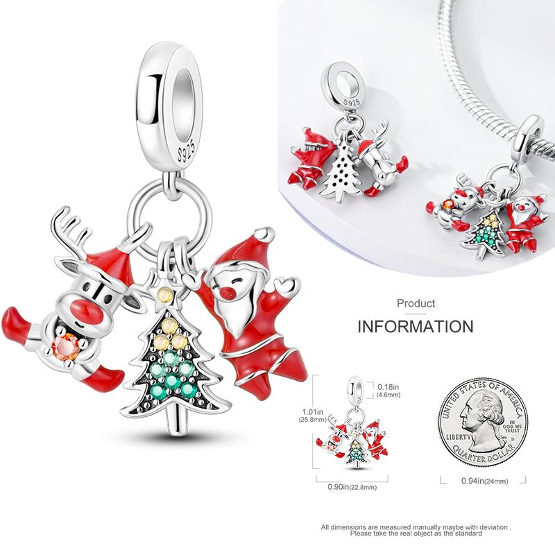 Copper Charms Winter Series Beads Snowman Penguin Pendant Fit Women Original Bracelet Christmas Diy Jewelry Dangle