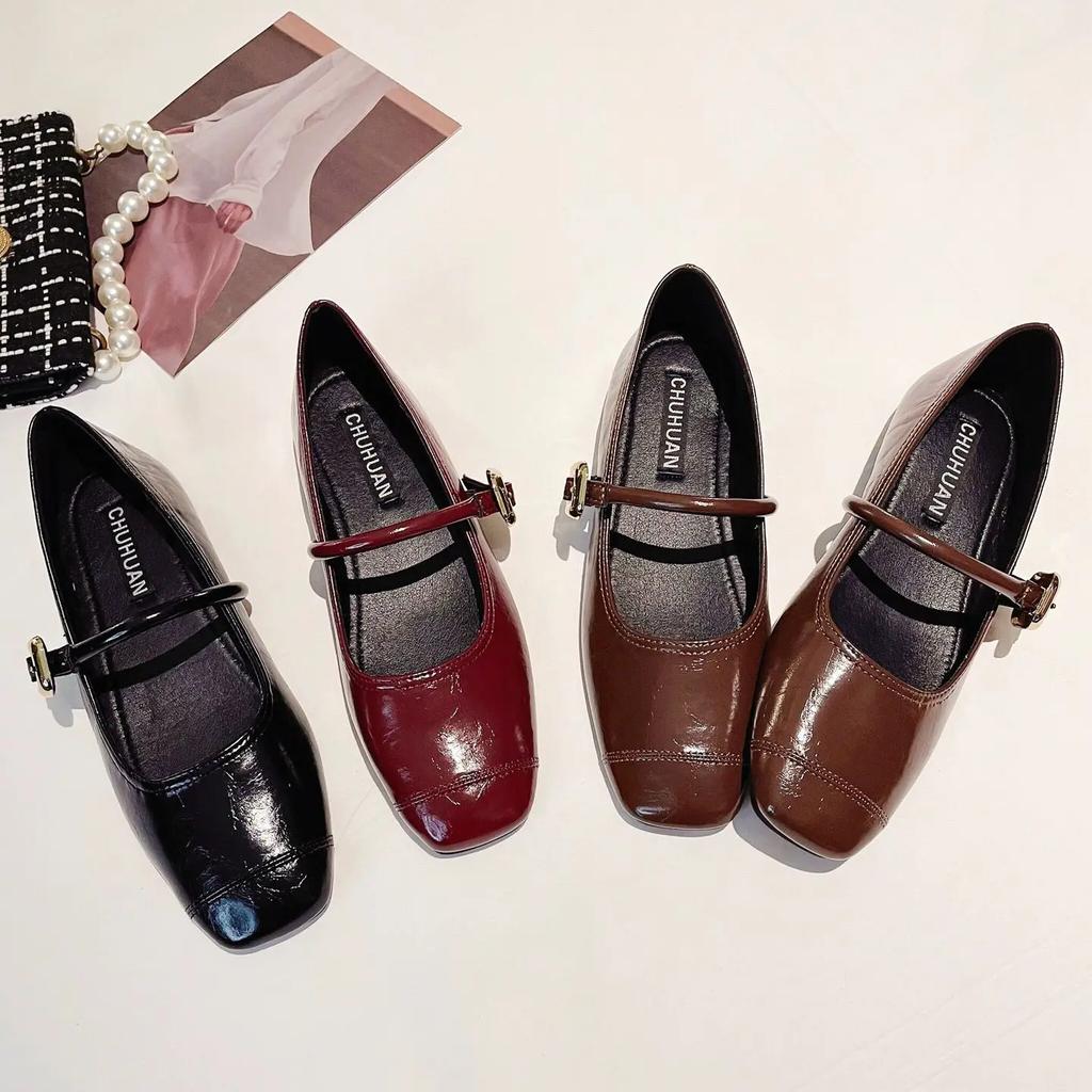 Fashion Flat Shoes Women's Spring Autumn Mary Jane New 2025 Red Plus Size Women's Shoes 41-43 Luxury Ladies Shoes Zapatillas