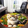 1pc Cat Flowers Office Round Rug, Carpet for Office, Gaming, Lightweight Round Floor Mat Yy260205021