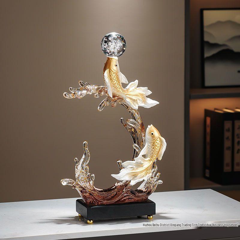 Elegant Koi Fish Decor: High-End Living Room or TV Cabinet Decoration, Perfect as a Housewarming Gift for Abundance and Prosperity.