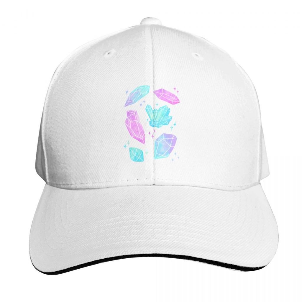 Pastel Watercolor Crystals Black Nikury Baseball Cap Cotton Twill Breathable Contrast Two Tone Brim Snapback Flat Bill