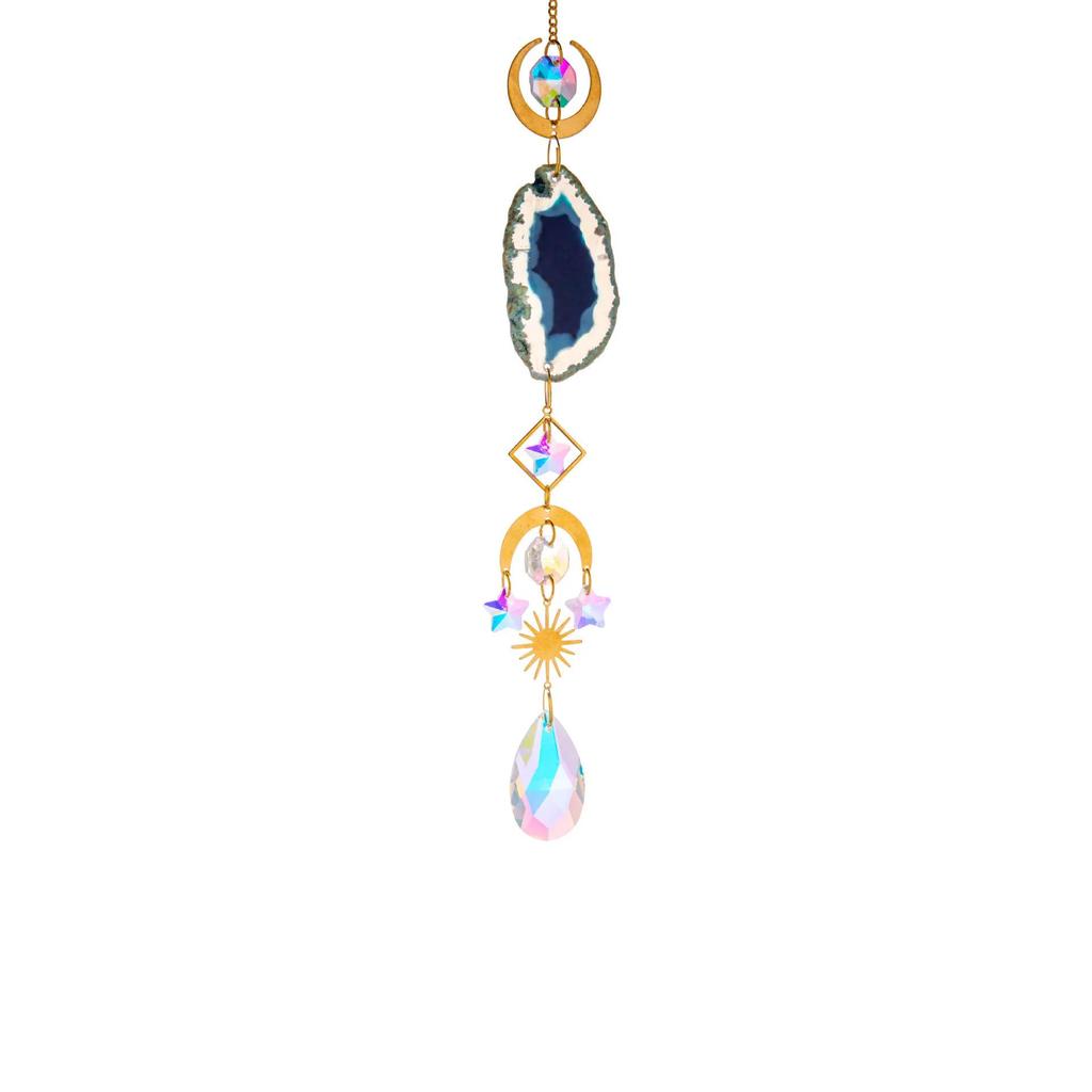 Natural Stones Agate Sun Catcher Agate Sun Catcher for Rainbow Maker Hanging Crystal Witch Suncatcher Windchime Wall Decor