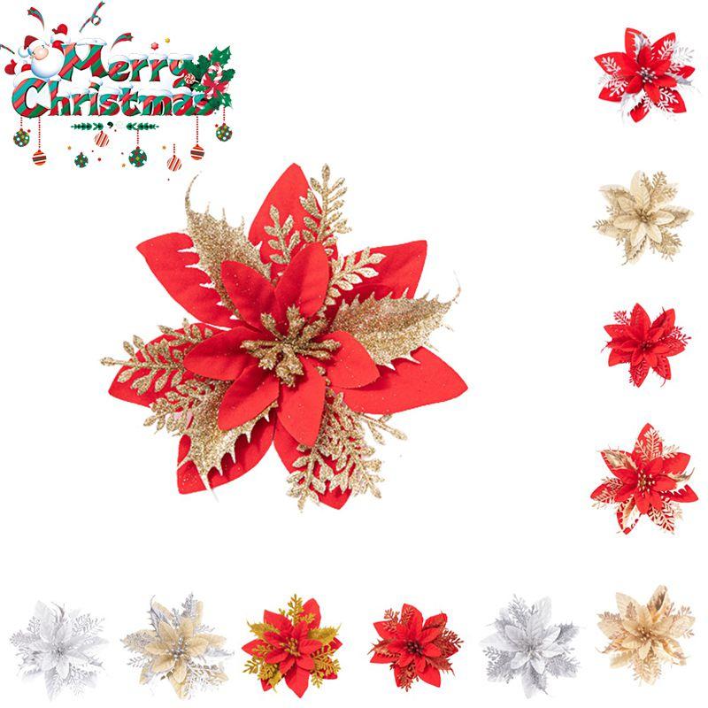 Elegant Artificial Glitter Flower Xmas Tree Decoration For A Festive Atmosphere
