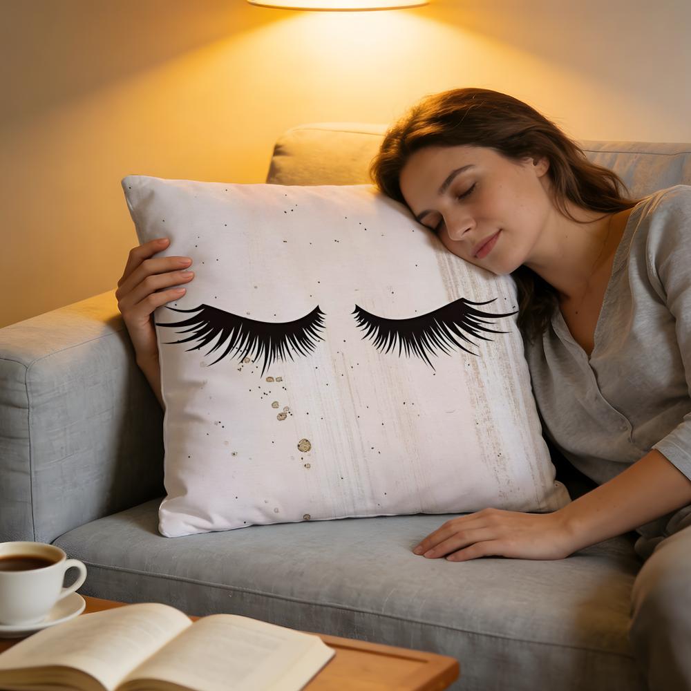 Cushion Cover Short Plush Throw Pillow Soft Washable Sofa Bed Office Cushion Beauty Makeup Eyelash