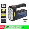 NEW USB Rechargeable Super Bright Solar LED Camping Flashlight With COB Work Lights Handheld Solar Powered Lanterns Searchlight