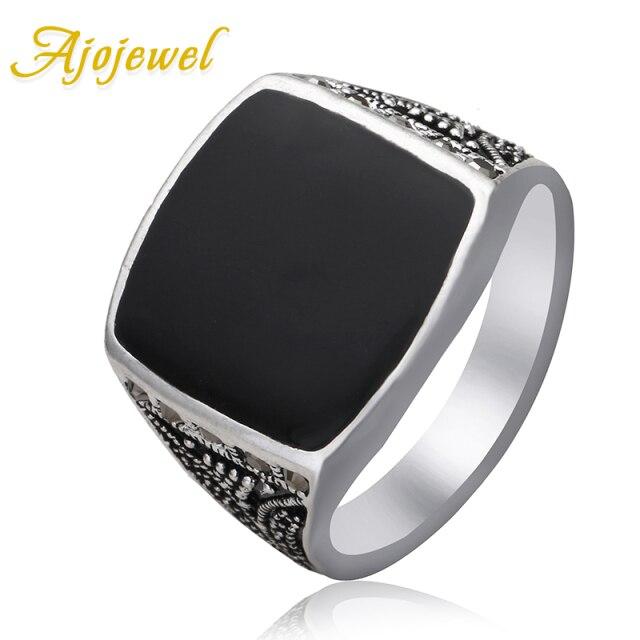 Ajojewel Size 7 12 Classic Gold Color Color Rhinestone Men Rings Black Enamel Male Finger Rings Best SellingClassic Finger Ring