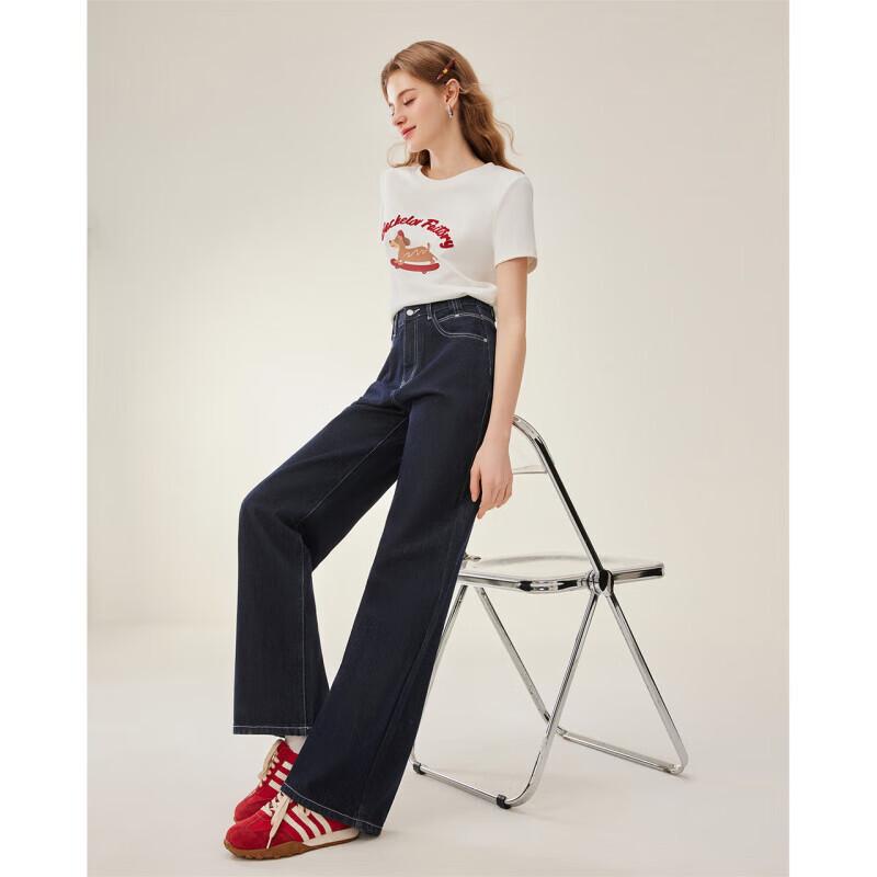 IEF 2025 Spring High-Waist Wide-Leg Denim Jeans