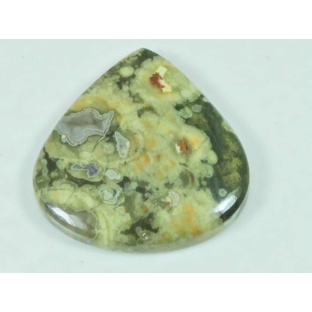 33X35X05MM Natural Rhyolite Jasper Pear Shape Cabochon Loose Gemstone 54Cts. G-372