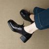 Fashion New Spring/autumn Genuine Leather Women Shoes Square Toe Loafers Shoes for Women Fashion Lace Chunky High Heels Women Pumps