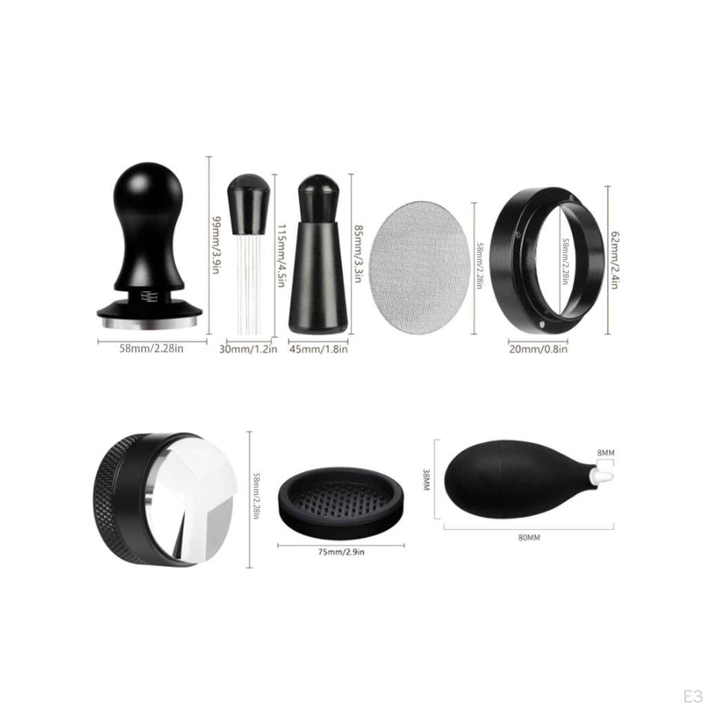 Coffee Grounds Bed Prep Set Complete Espresso Kit with Pressing Mat Matte Dark Finish for Home