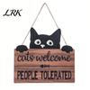 2D Flat Wood Sign Halloween Hanging Door Sign, Cute Cat Wooden Front Pet Name Tag Hanger with Hemp Rope for Porch Wall Indoor Home Decor