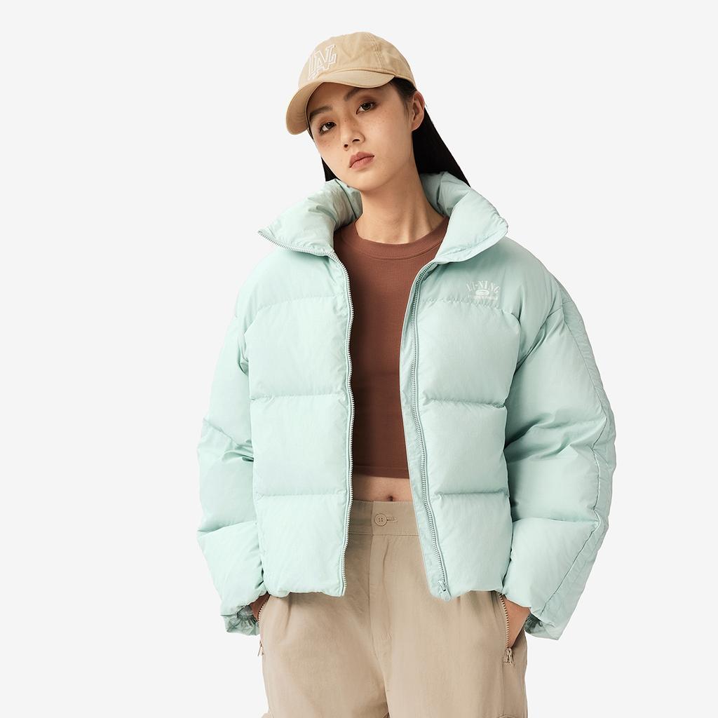 Li Ning Hot Pot Down Series Water Resistant Stand Collar Letter Print Warm Casual Versatile Zipper Short Winter Down Jacket Women Jacket AYMU478-3