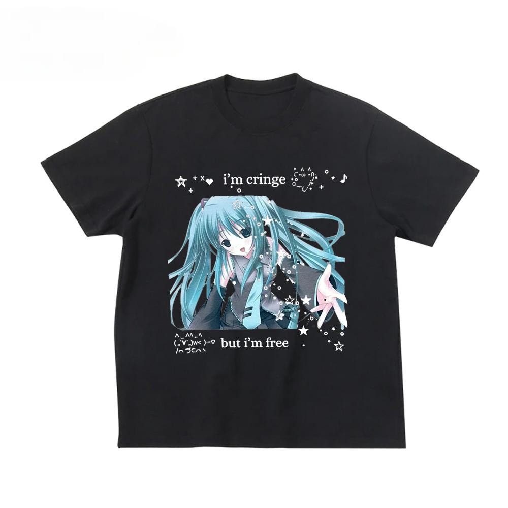 

Модная футболка с японским аниме-принтом в стиле Y2K, милая повседневная футболка, хип-хоп, харадзюку, топ для звездной девушки, уличная одежда, графические футболки Y2K 4XL