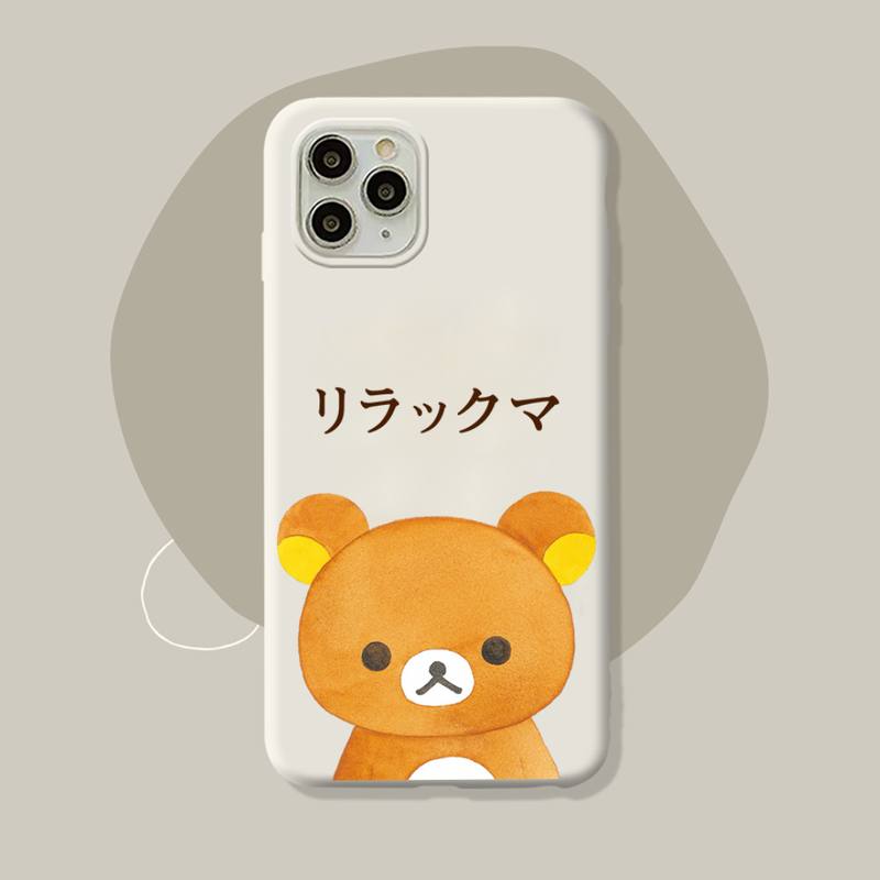 Rilakkuma Kawaii Phone Case for iPhone 11 12 13 Mini Pro Xs Max 8 7 6 6S Plus X XR Solid Candy Color Case