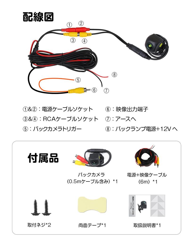 EONON Ultra Small Rear Camera, Rear Camera, Car Camera, AHD 1080P Compatible, High Sensitivity