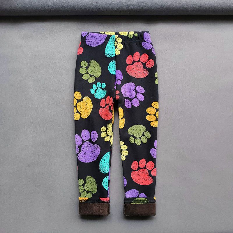 Autumn Winter Print Flowers Thick Warm Kids Toddler Baby Girls Leggings Children's Pants