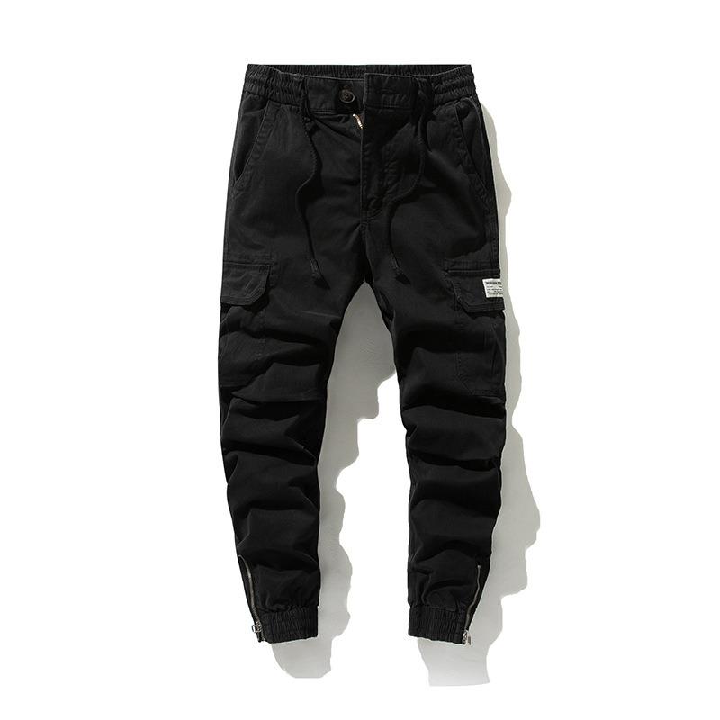 Wear-resistant Men's Overalls, Multi-pocket Slim-fitting Trousers, Four-season Commuting Solid-color Work Pants, Versatile Cotton Leggings