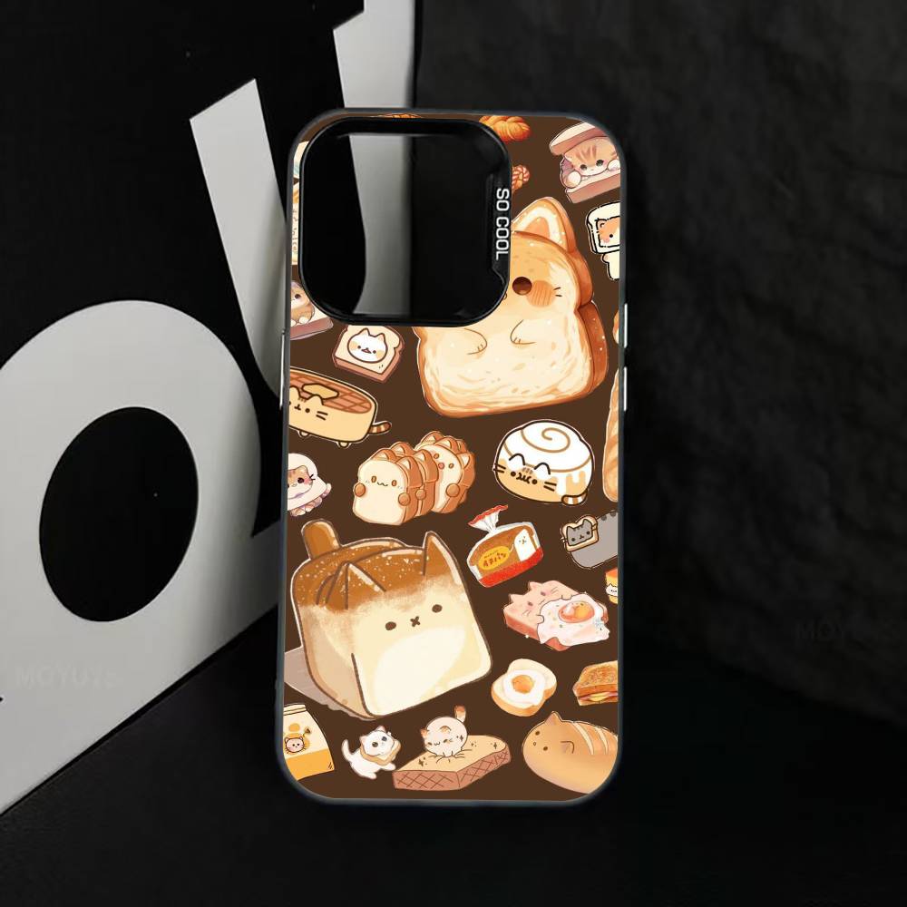 Cute Bread Illustration Phone Case For iPhone 17,16,15,14,13,12,11 Plus,Pro Max,XS,Colorful Silver Phone Case Funda Cover