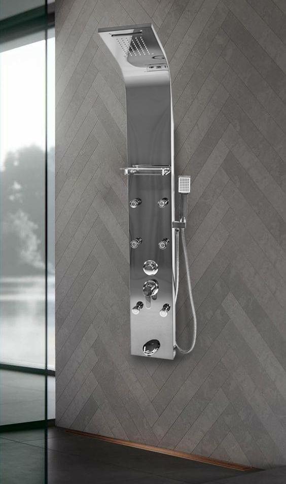 Chrome Shower Panel, Massage Function, Rain Shower Mixer