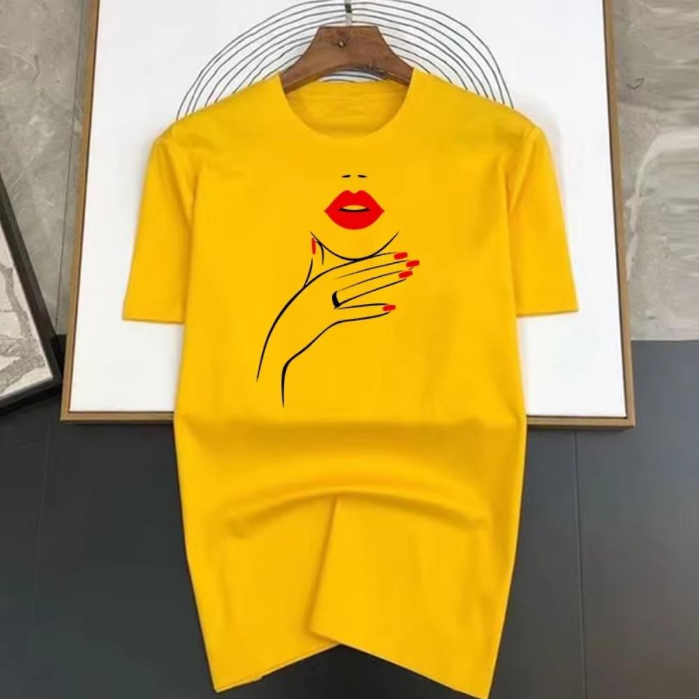 Woman's Lips Printing Men T Shirts Korean Fashion Summer TShirt Casual Clothing Harajuku Short Sleeve Tops Tees Men's