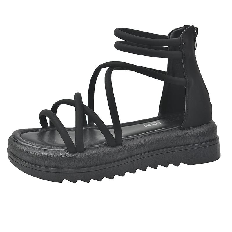 

Маленькі римські сандалі в стилі коледжу літа 2024 року, нові, з круглим носком, для вулиці, на платформі, на товстій підошві, сандалі Морі, корейська версія 40 чорний