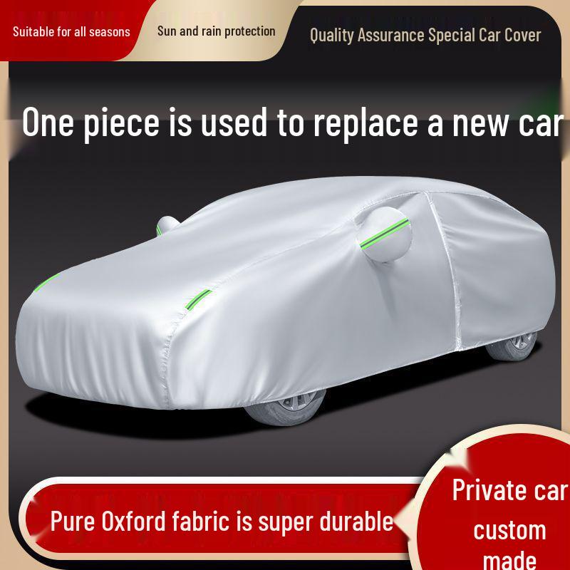 Universal All-Weather Car Cover: Sun, Rain, Snow & Hail Protection, Heat Insulation, Thickened for Winter. Four-layer thickened, silver nano-coated cotton