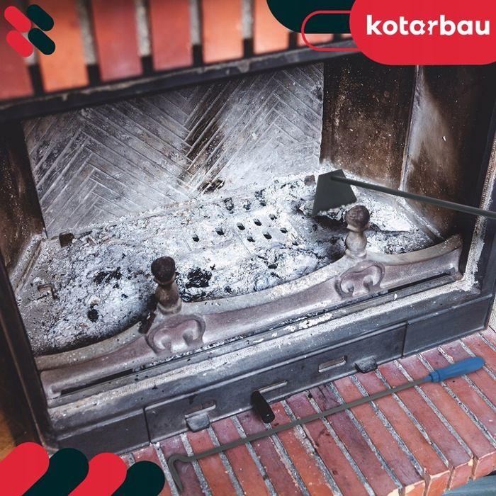 Serviteur De Cheminée - KOTARBAU - Grattoir Et Tisonnier - Acier Laqué - Antidérapant - Bleu