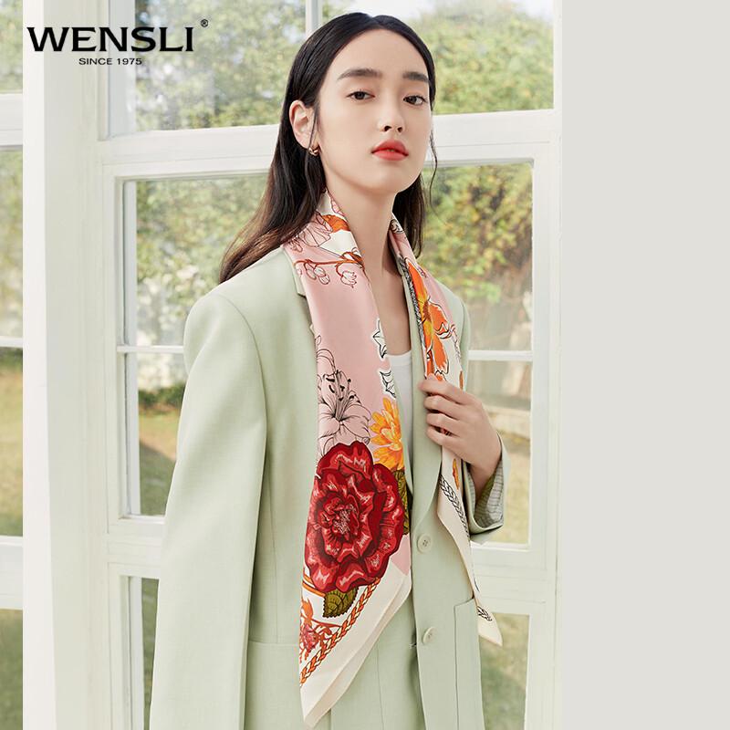 Wanshili Women's Mulberry Silk Scarf - Prosperous Flowers