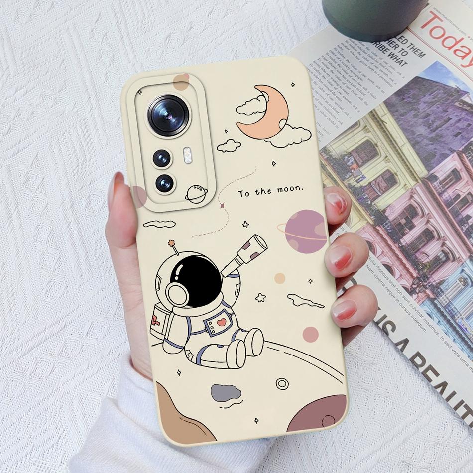 Case For Xiaomi 12 Pro Lite Ultra Cute Flower Astronaut Soft Liquid Silicone Anti Drop Phone Back Cover For Xiaomi12 Funda Capa