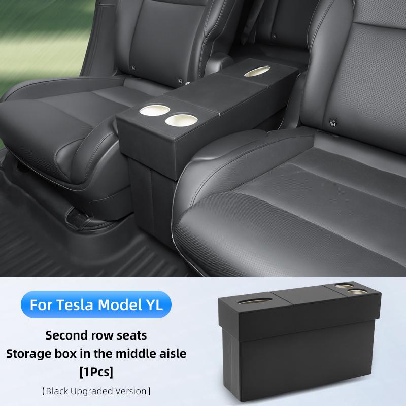 For Tesla 6-Seater Model YL 2026 Second Row Seat Aisle Storage Box, Car Multifunctional Storage Box Interior Accessories